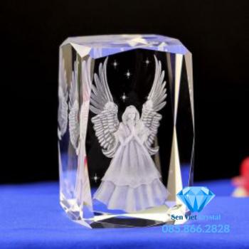Khối pha lê 3D khắc hình thiên thần