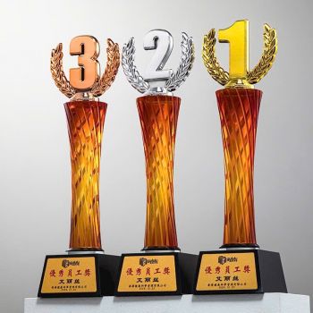 Cúp pha lê màu Top 1, top 2, top 3